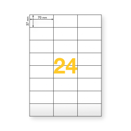 Dimensions Planches 24 étiquettes 70 x 37 mm