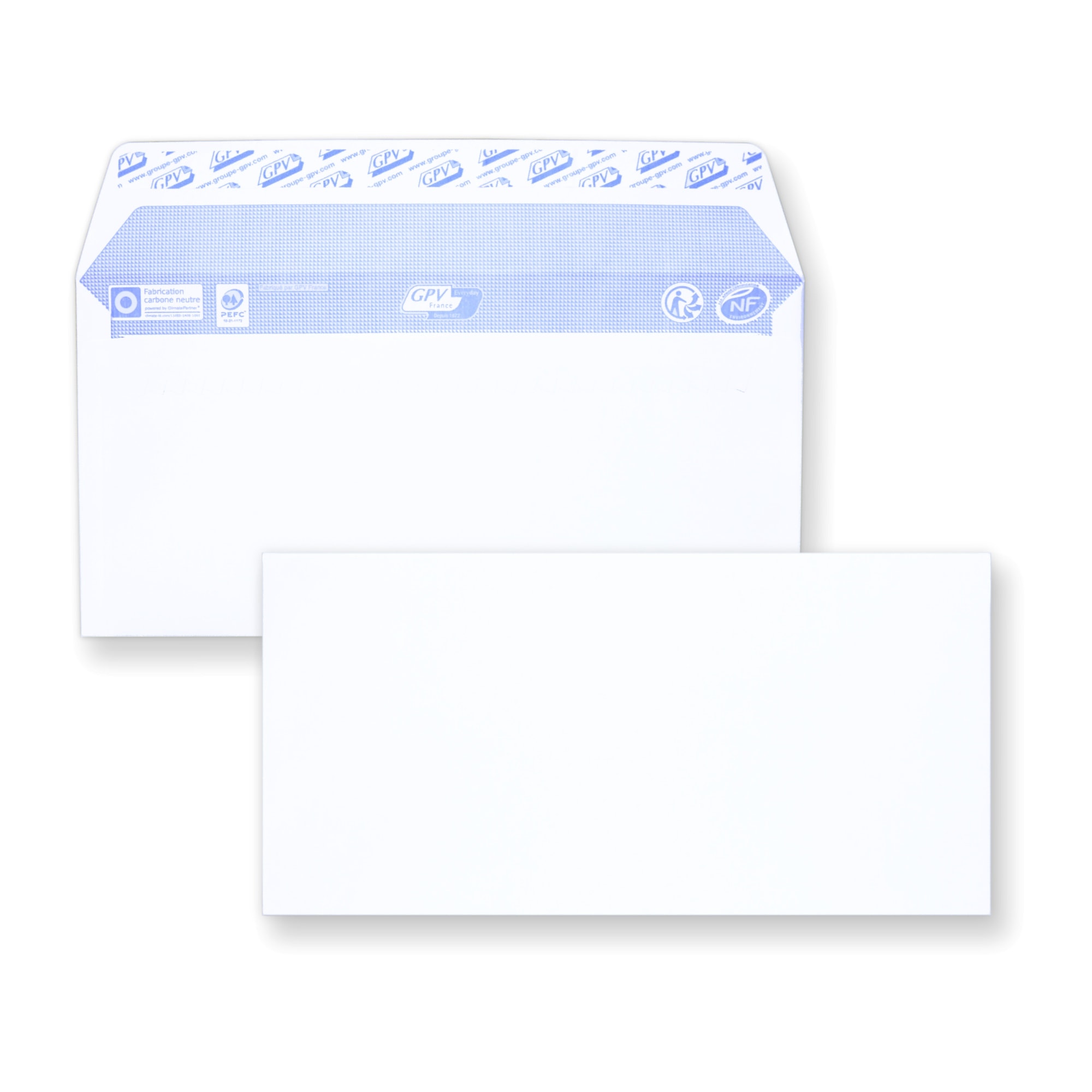 50 Enveloppes autocollantes sans fenêtre - 110 x 220 mm GPV 517