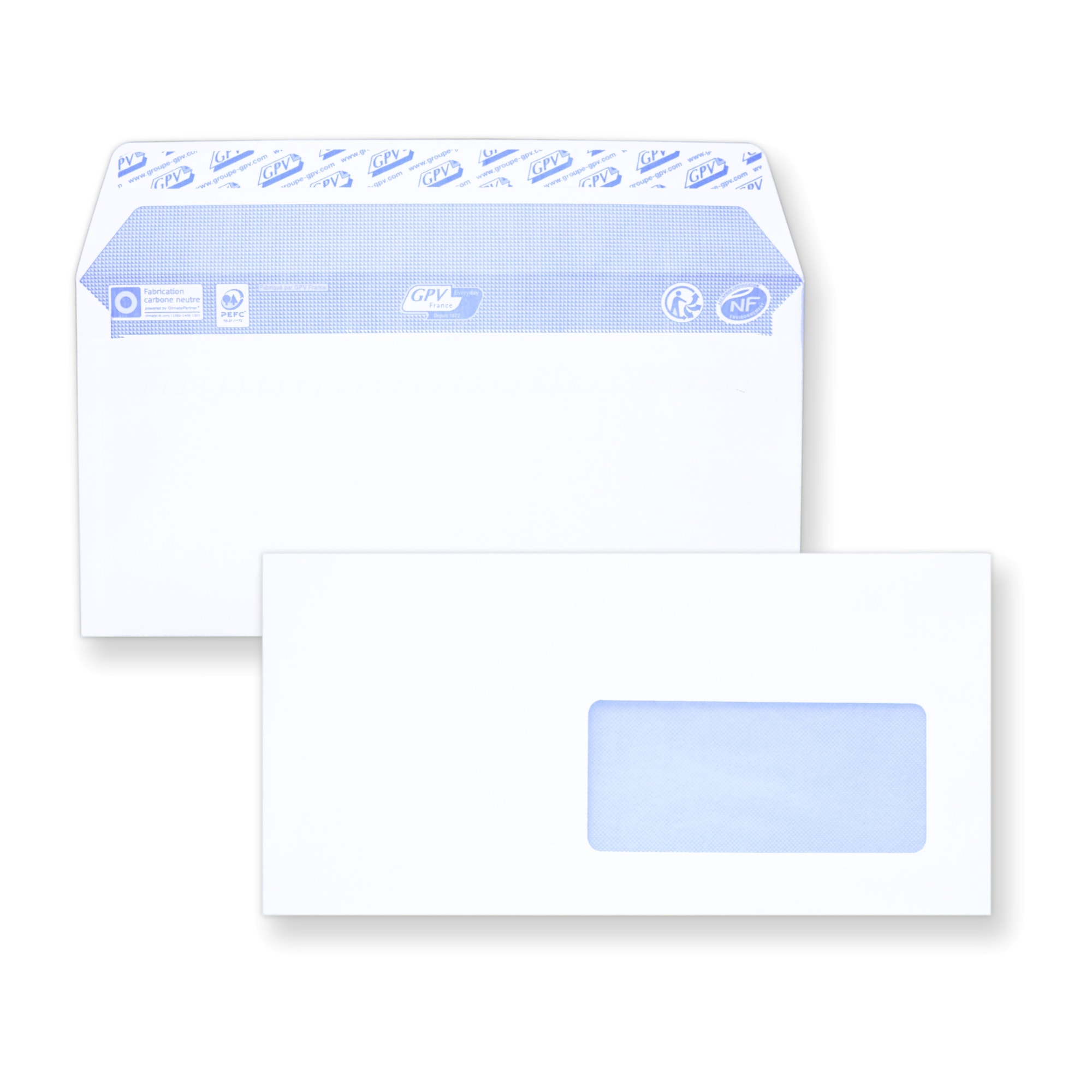 500 Enveloppes Blanches En Papier Avec Fenêtre - 11 X 22 Cm à Prix