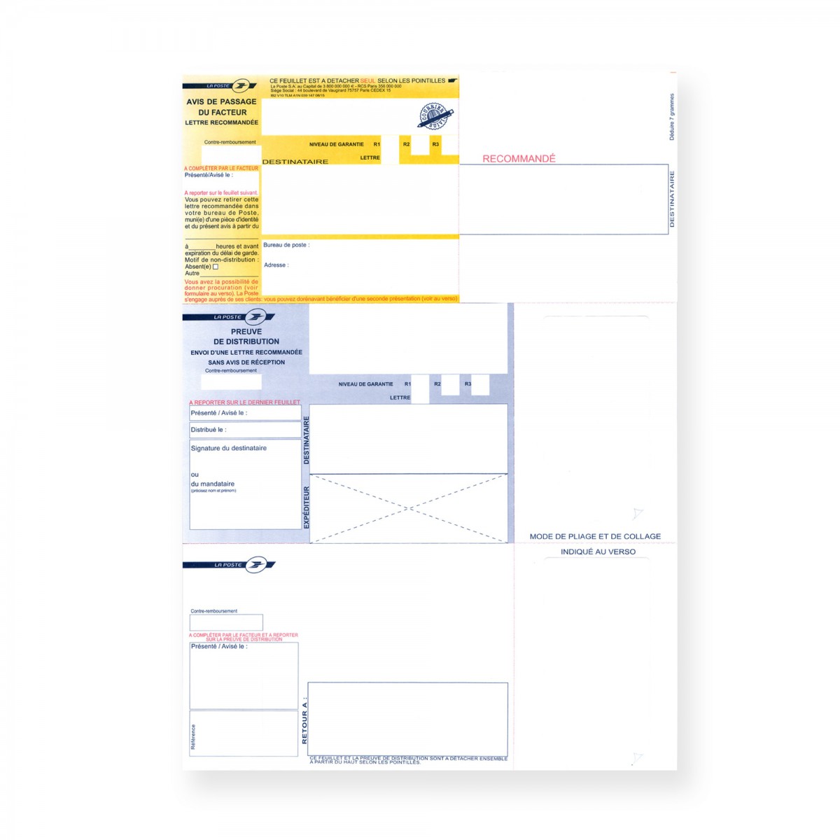 Recommandes A4 Sans Accuse Reception Et Sans Code A Barres